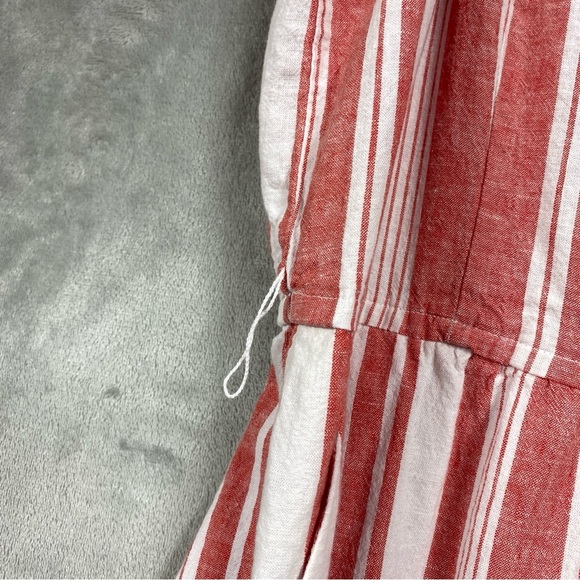 Old Navy Linen Blend Flutter Sleeve Crossover Red Striped Jumpsuit Sz XXL - Picture 4 of 9